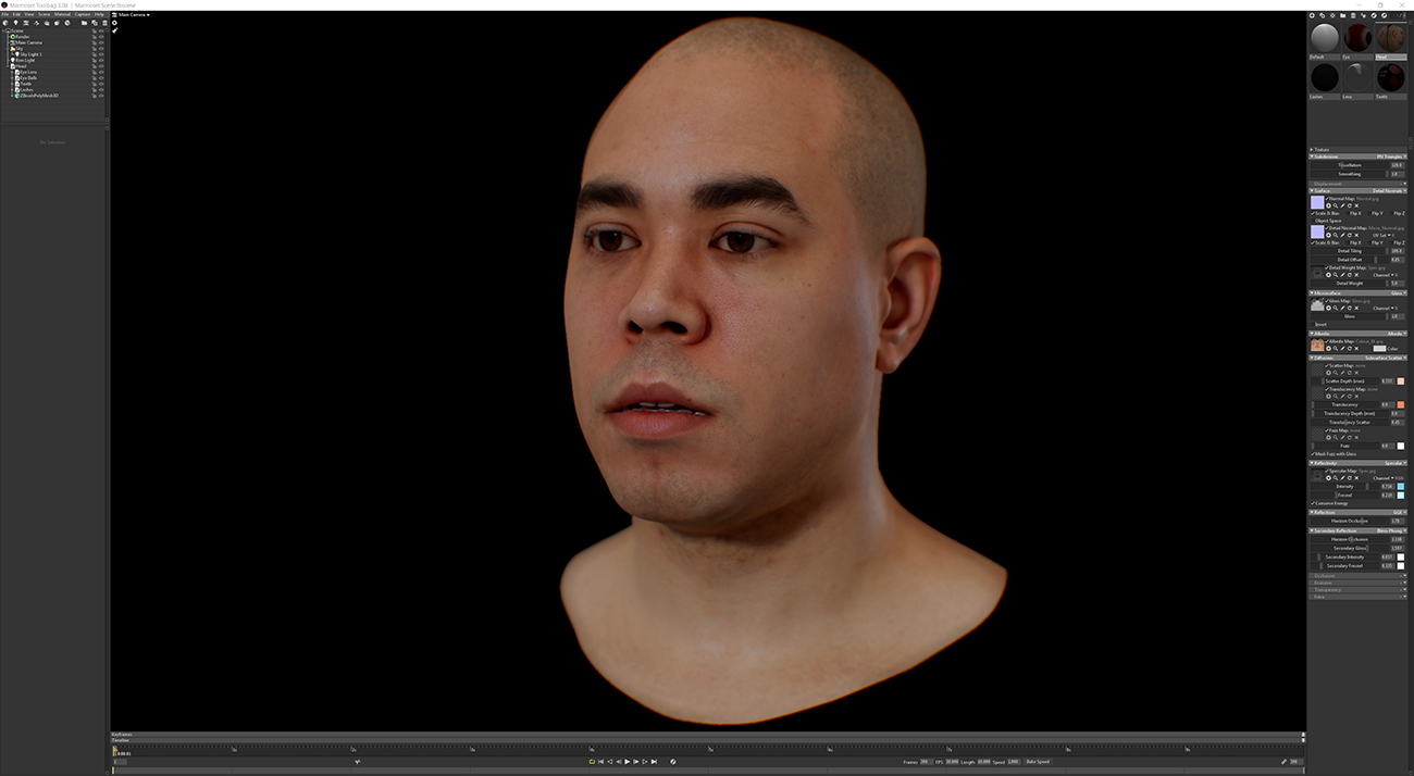 Render scene included in file for Mid twenties mixed race man